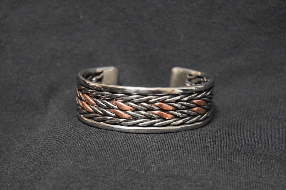 4 Row Twisted Stainless and Copper Welder Bracelet